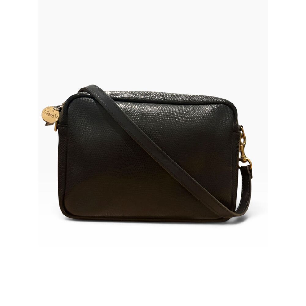 Clare V. Midi Sac Black Petite Caviar Crossbody Bag